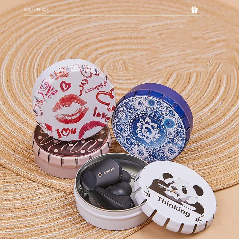 Set of 5 Mini Elastic Milk Boxes for Chewing Rubber, Candy Containers, Pills, Jewelry, Small Organizing Metallic Boxes