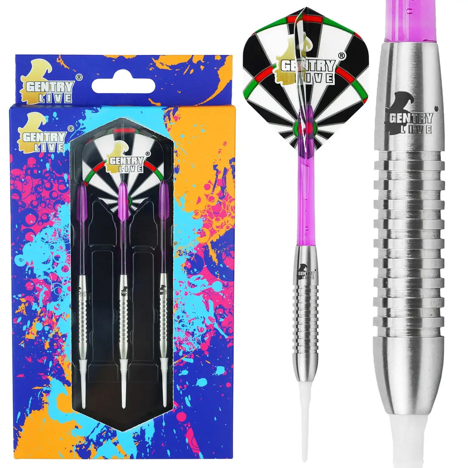 Gentry Live 21g Freccette da addestramento per giovani principianti Punta morbida Freccette in acciaio al tungsteno Elegante set da 3 confezioni