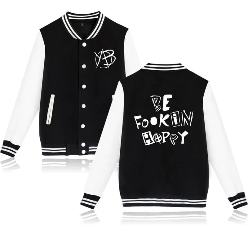 sisi 2233Yungblud Giubbotti Abbigliamento da baseball Cappotto uniforme Be Fookin Happy Yungblud Tuta stampata Felpa Hip Hop Bomber Ja