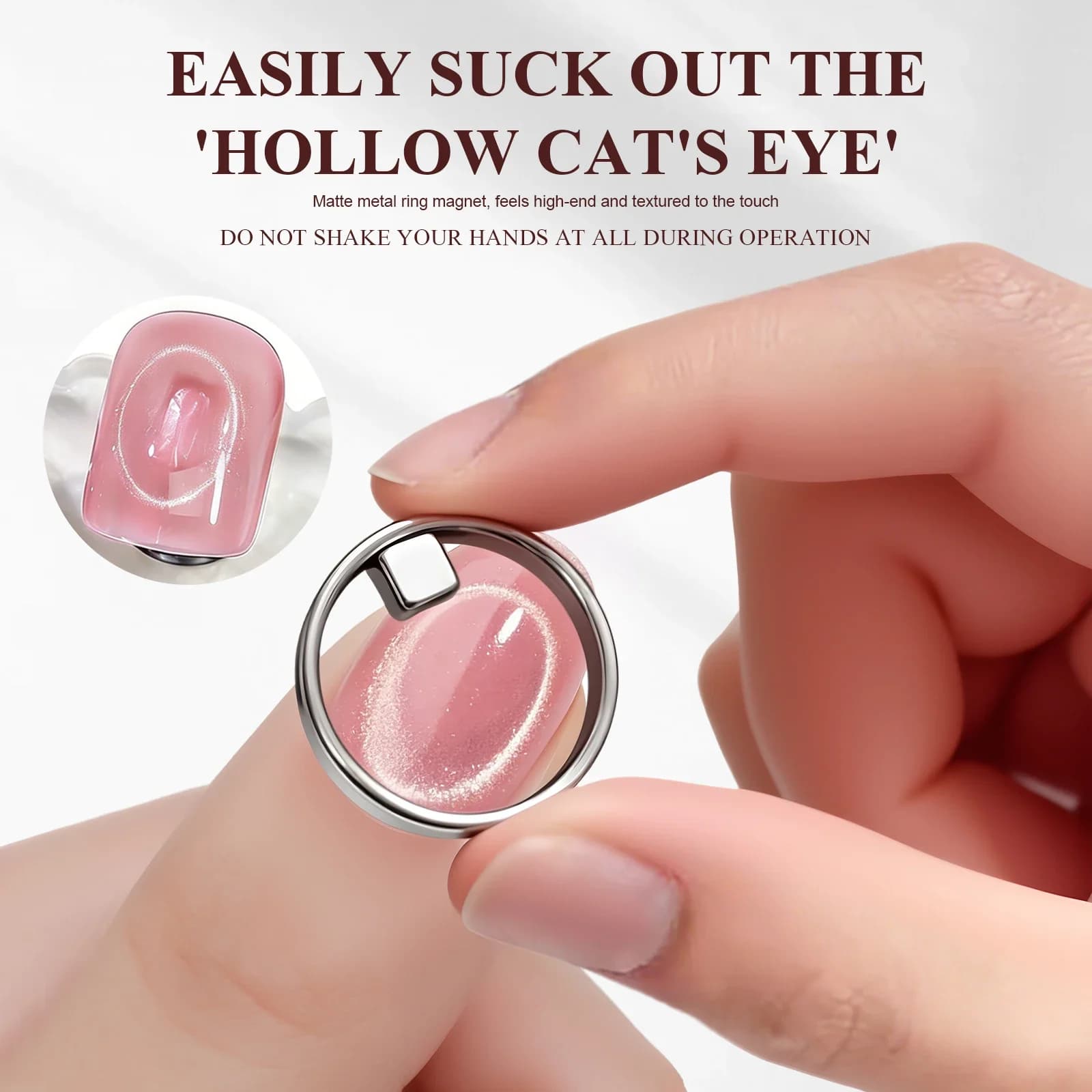 LULAA Ring Cat Eye Nail Art Magnet Portable Hollow Round Magnet Y Shaped and Ring Magnet Tools Wide Beam and French Effect