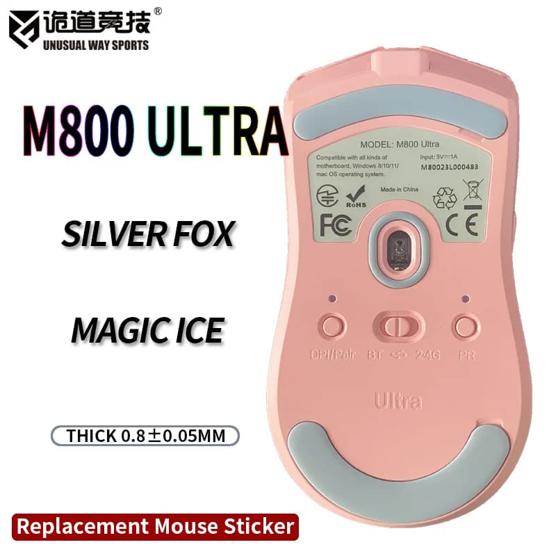 Un modo insolito Sport Mouse Pattini Piedi Delux M800 Ultra Glide Curve Edge Magic Ice Silver Fox Versione