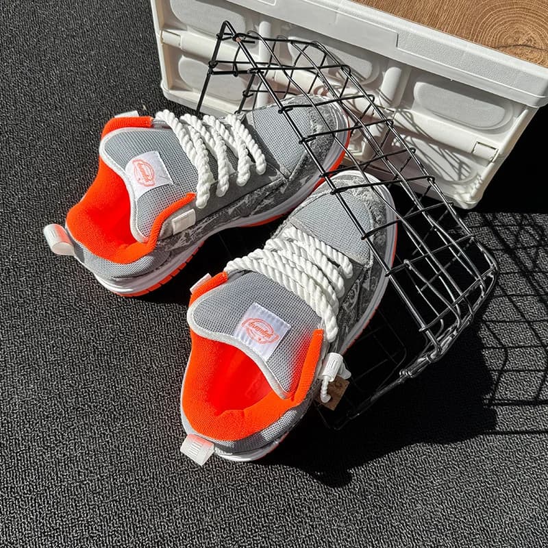 Spring Trendy New Hot-Selling Style Light Gray Color-Blocked Loafers with Thick Tongue, Large Size Men's Shoes, Versatile Unisex Casual Sneakers