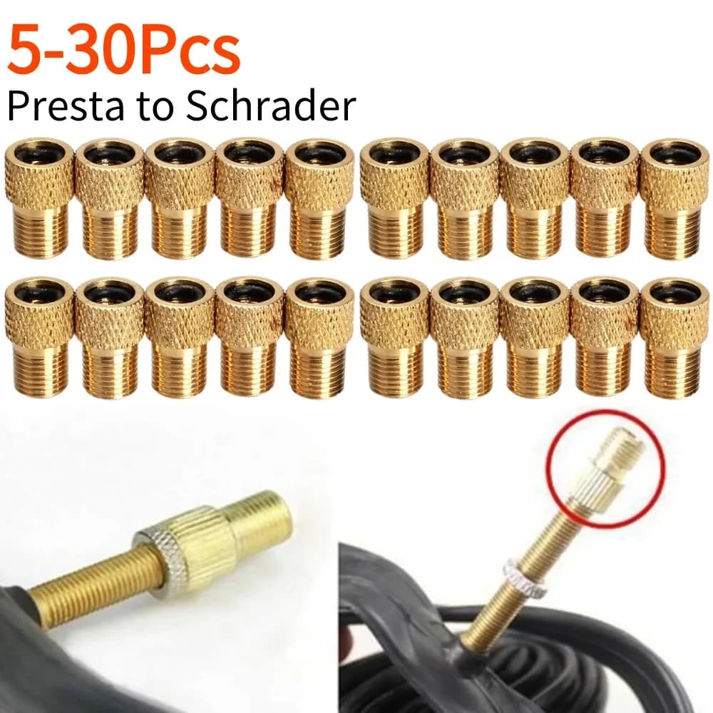 5-30Pcs pompa adattatore valvola bici bicicletta converti Presta a Schrader adattatore valvola in rame ruote ugello Gas tubo strumento ciclismo