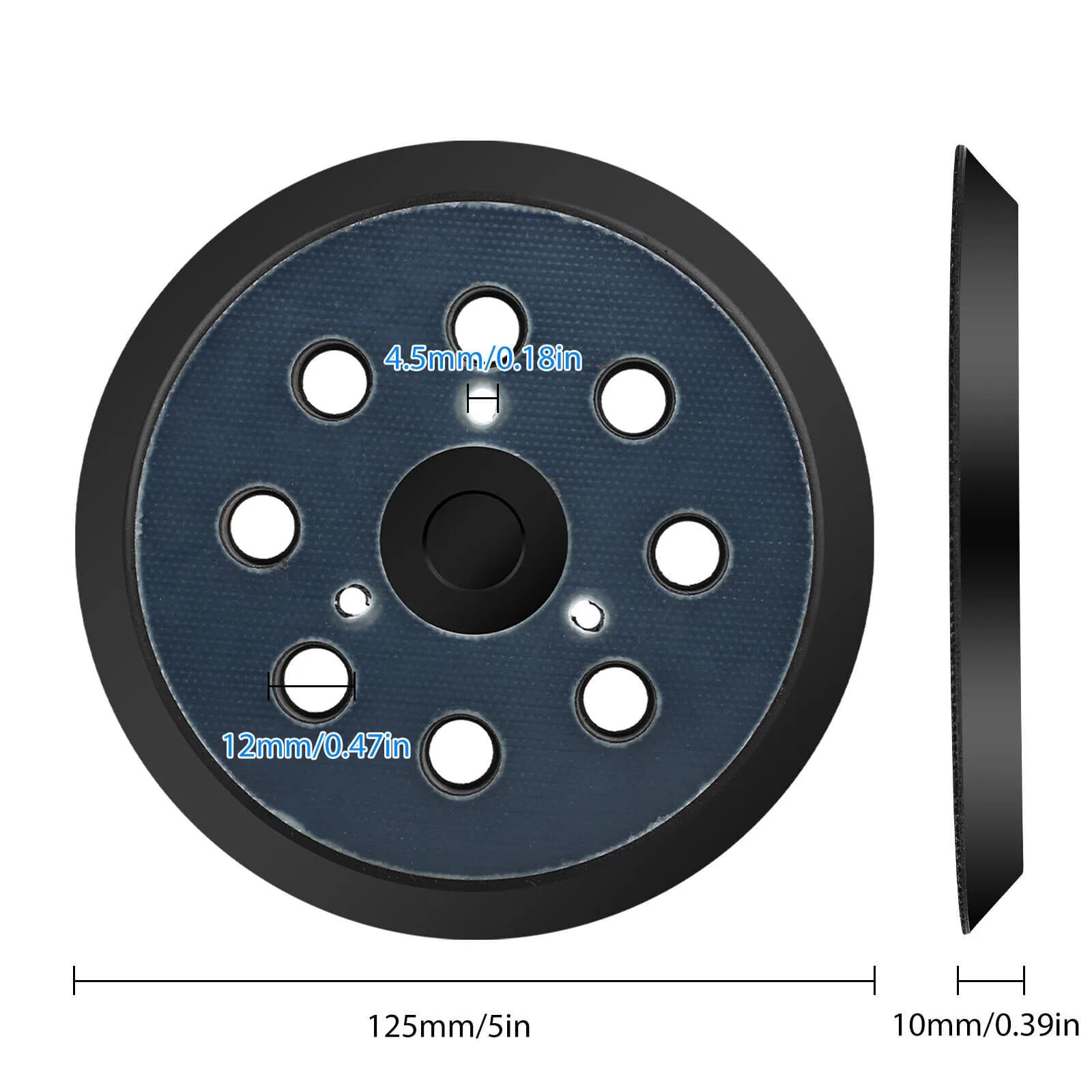 Orbit sanding plate with 5 inch hook and ring, 8 holes, 3 nails, for Makita electric orbital sanding machine