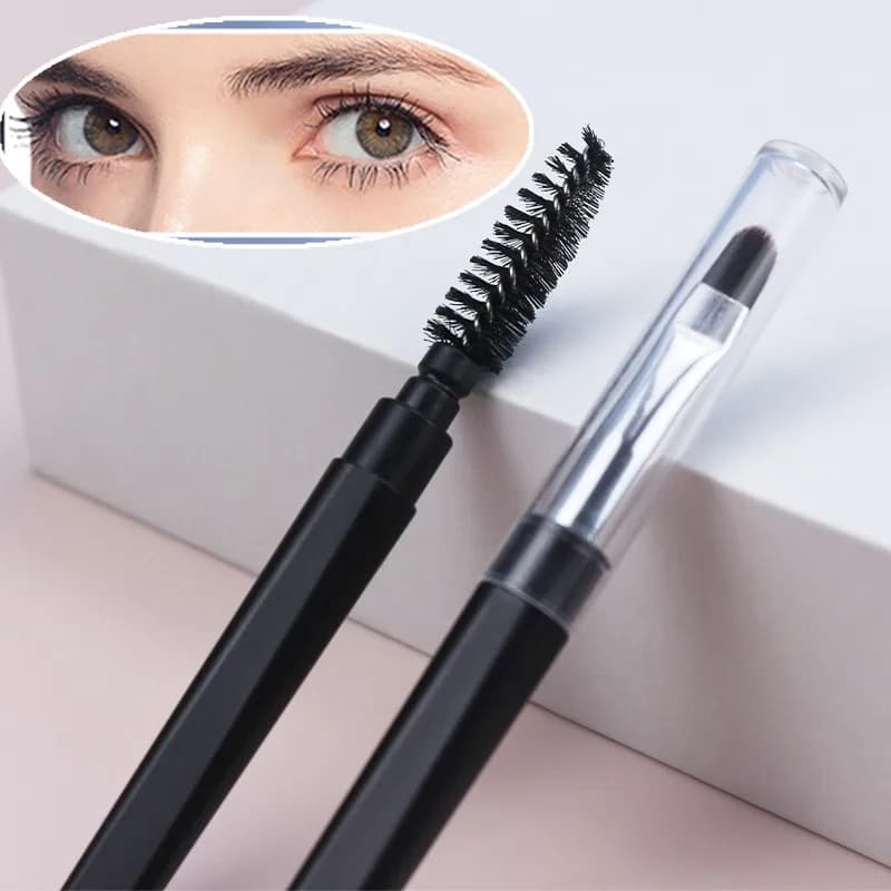 1pc Pennelli per trucco ombretto portatili Pennelli per trucco da viaggio Pennelli per sopracciglia in silicone Glit Strumenti essenziali per la cura cosmetica con coperchio