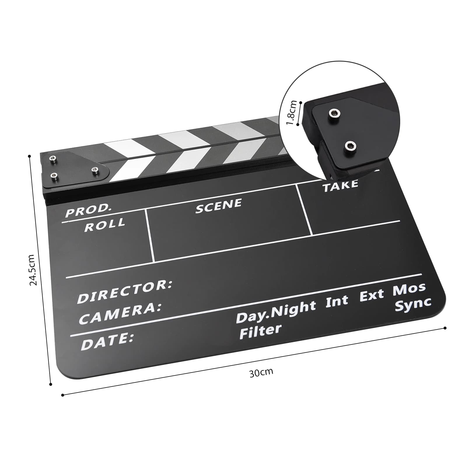Acrylic Clapperboard for Movies, Director Board, Action Screenboard, Dry Eraser for Film