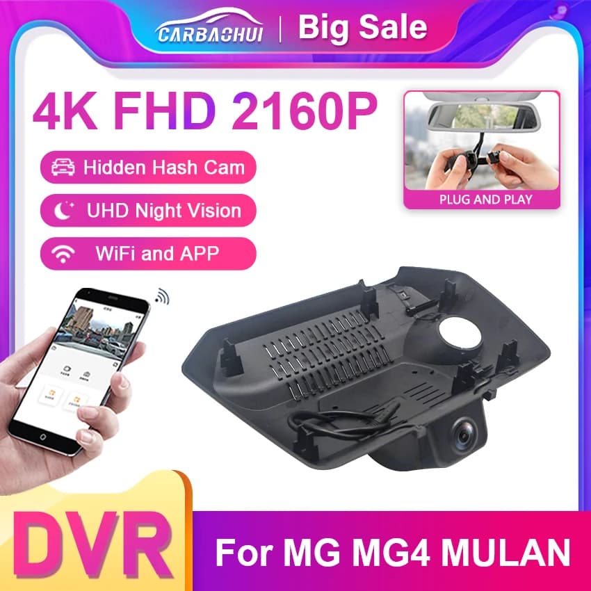 4K HD 2160P Nuovo Plug and Play WIFi Car DVR Videoregistratore Dual Lens Dash Cam per MG MG4 MG MULAN 2022 2023 Con Controllo APP