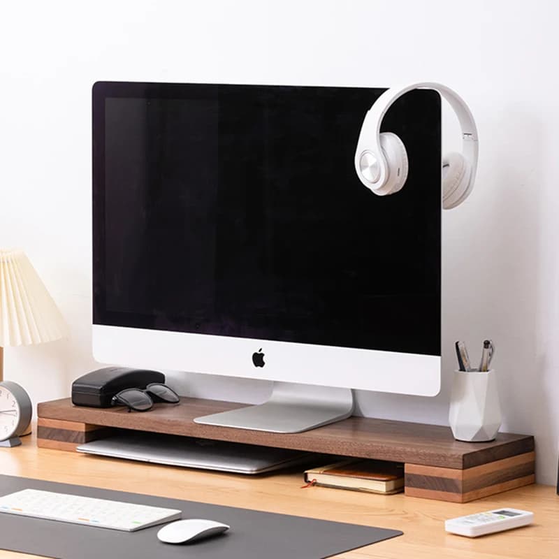 Supporto per monitor da ufficio in legno massello Riser Schermo del computer Organizzatore da scrivania Ascensore ergonomico per laptop per ripiano di archiviazione desktop domestico