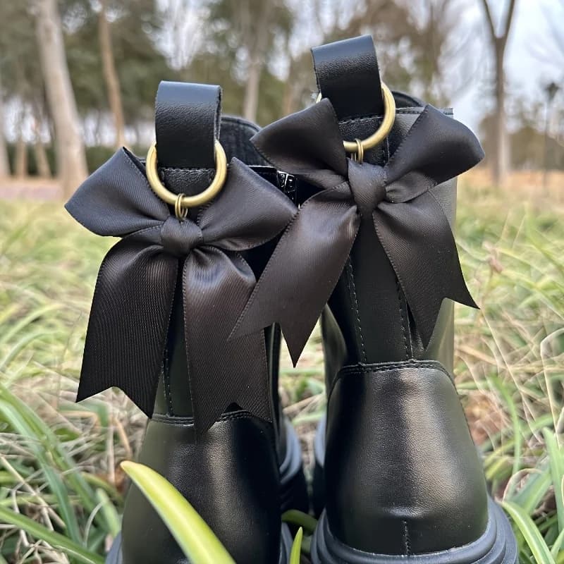 Set di 2 Fiocchi in Raso Premium Stile Y2K, Accessorio per Stivaletti, Tirazip Multiuso per Borse