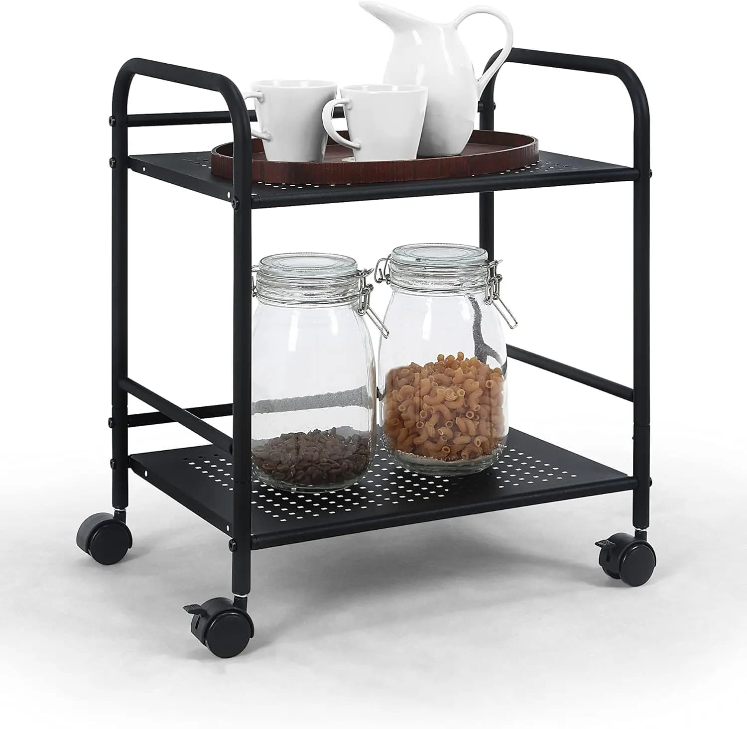 2-level storage trolley with wheels - Mobile organizer for home, office and kitchen