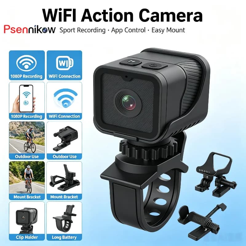 Telecamera Wireless Mini HD 1080P, WiFi Hotspot, Videocamera DV Impermeabile, Dash Cam per Moto, Videocamera Sportiva, Registratore di Guida per Esterni