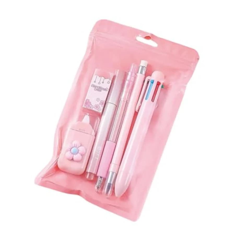 6 Pcs Cute Pink Stationery Set for Women Back to School Supplies Office Supplies Including Gel Ink Pens 6-in-1 Ballpoint Pens P