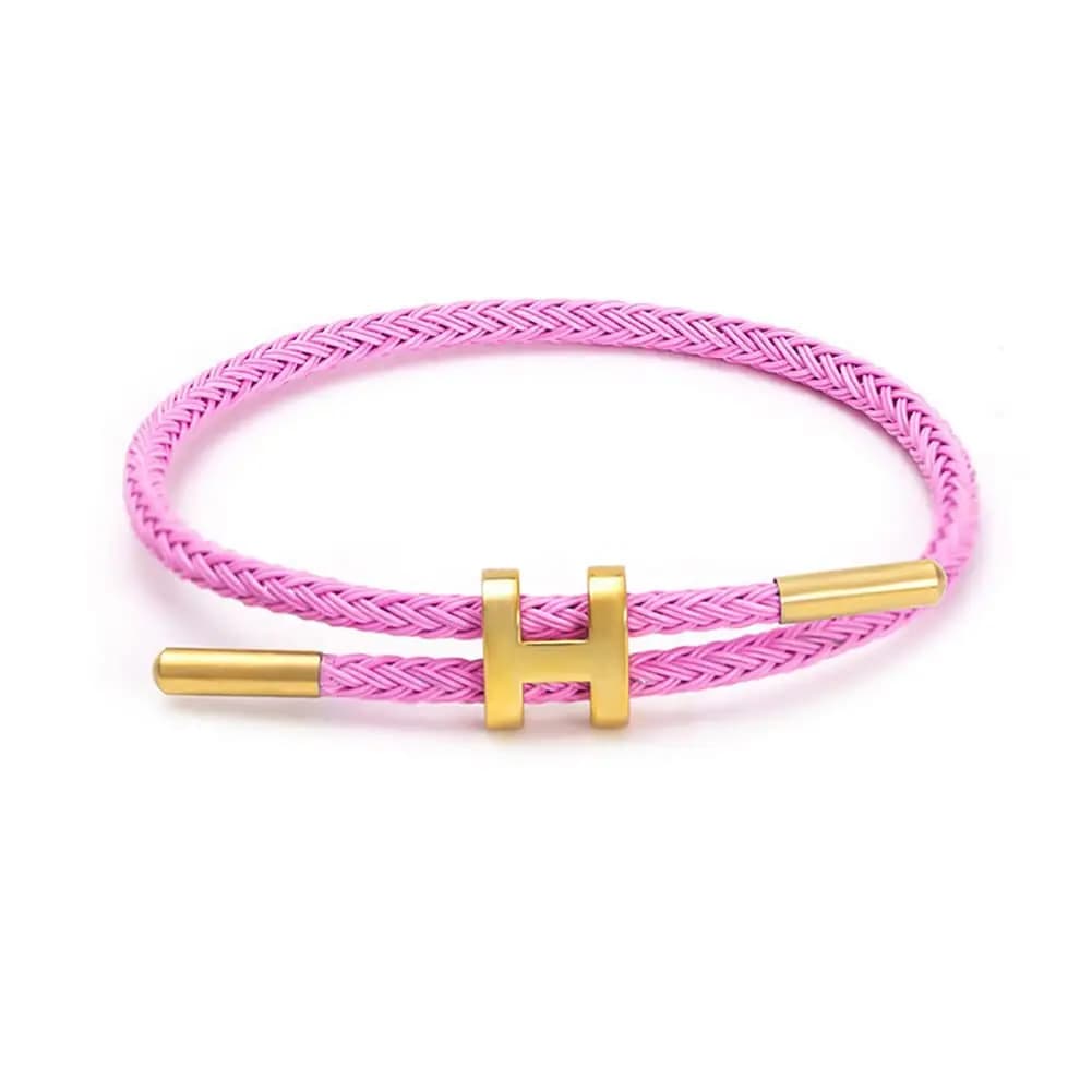 Bracciale in corda di acciaio inossidabile con fibbia versatile e suggestiva a forma di H Bracciale regolabile in acciaio al titanio impermeabile per uomo