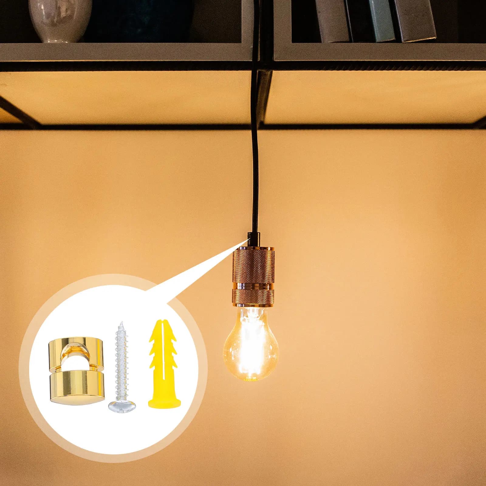 Set di 6 Ganci Vintage in Alluminio per Lampade a Sospensione, Lampadari e Apparecchi di Illuminazione a Soffitto, Gestione Cavi, Illuminazione Moderna Fai-da-Te