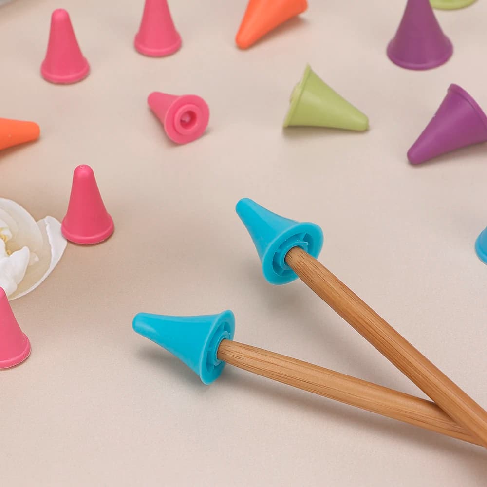 Soft Reusable Plastic Needle Tip Caps Straight Knitting Needles Portable Stitch Holders Auxiliary Tool for Yarn Handicraft Lover