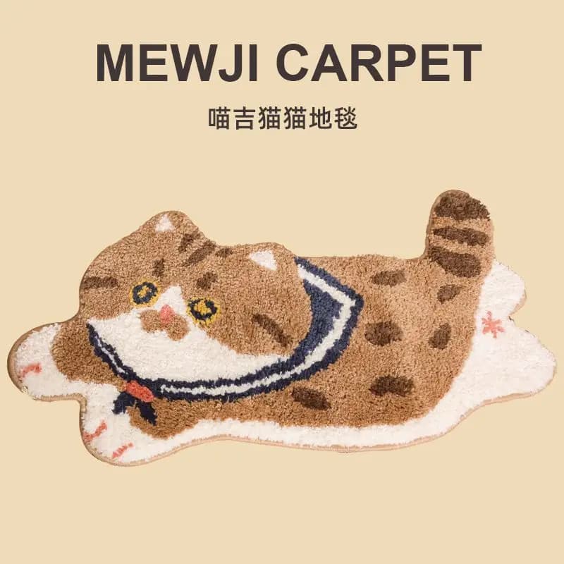 VIKAMA Cute Girl Cat Imitazione Tappeto in cashmere Camera da letto Coperta da letto morbida Bagno Cucina Tappetino assorbente antiscivolo Decorazioni per la casa