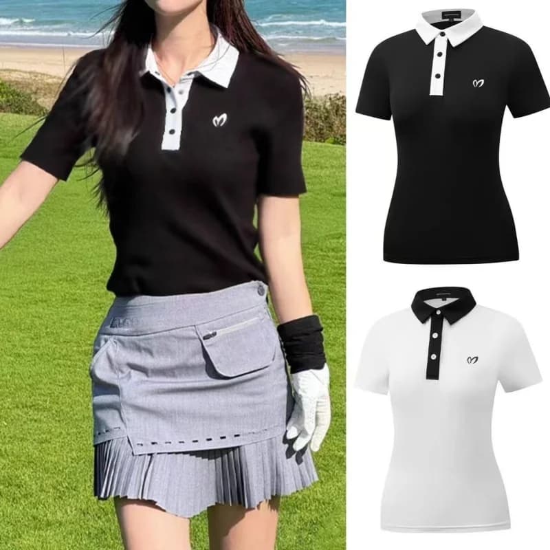 2026 New Women's Golf Tennis Clothing Short Sleeve T-Shirt Sports Lapel Shirt Slim Fit Quick-drying Versatile Lightweight