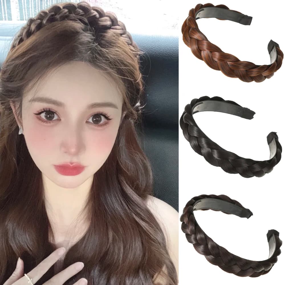 Braided Wig Band Black Fashionable Hair Rides Hair Band for Women's Girls Wash Face Accessories for Hair New Summer Hair Band