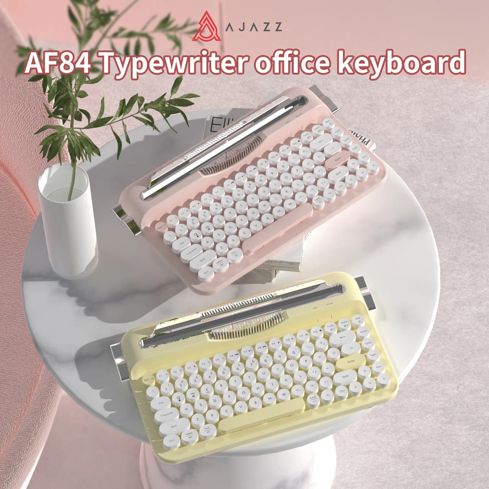 Tastiera per macchina da scrivere silenziosa a membrana wireless Ajazz AF84, connessione dual-mode Bluetooth/2.4G, supporto per tablet e telefoni cellulari