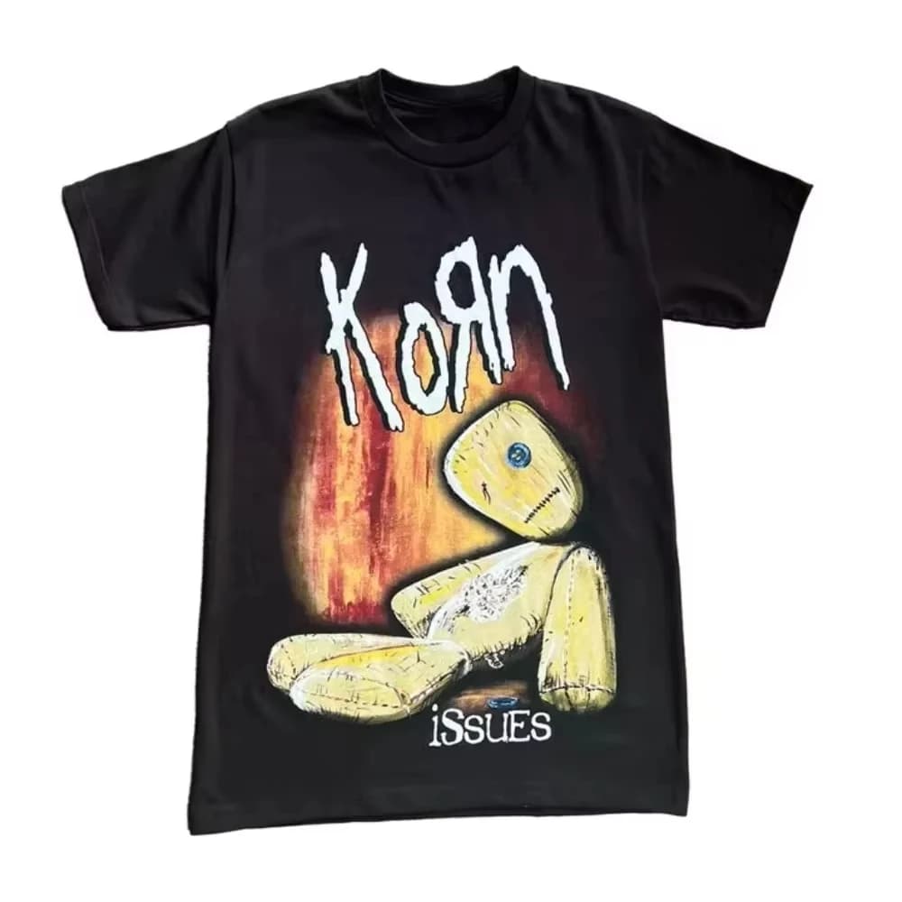 T-shirt Stampata con Motivo 'Follow The Leader' Korn 2026, Maglietta Estiva di Marca in Puro Cotone per Uomo e Donna con Maniche Corte