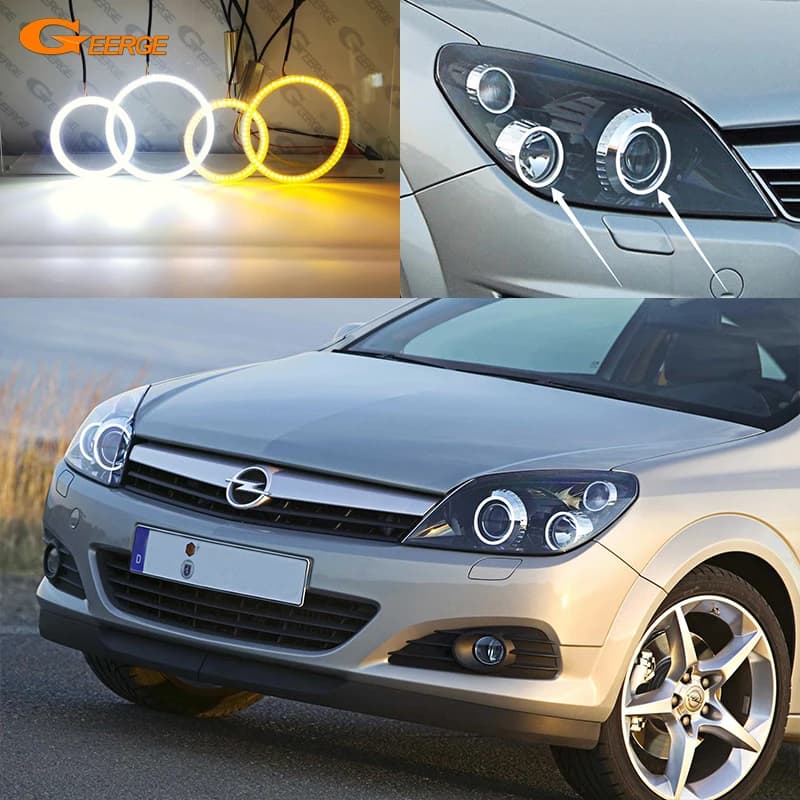 For Opel Astra H 2004 2005 2006 2007 2008 - 2010 Ultra Bright A/W Switchback Daylight LED Light Angel Eyes Kit Halo Rings