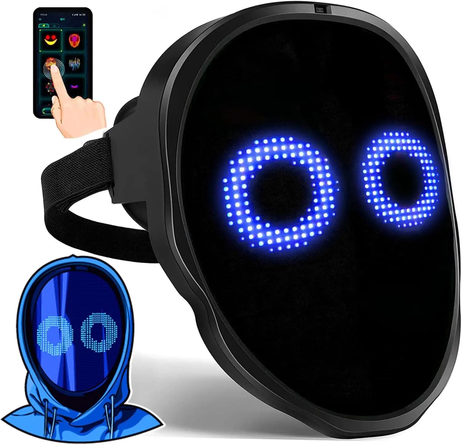Maschera LED Controllata da App con Sensore di Gesti - Costume di Halloween per Bambini, Giocattolo Luminoso Regalo per Compleanno e Natale