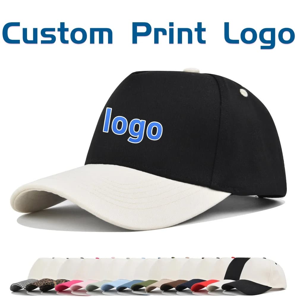 Customized Printed Logo 5-Piece Baseball Cap Men's And Women's Personalized Duck Tongue Hats Breathable Curved Brim Sun Caps