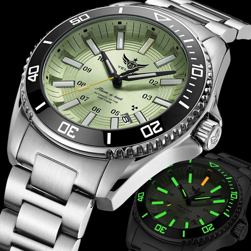 YELANG V1032 Men's Luminous Watch 44mm Mechanical Sapphire NH35A Automatic Movement 300m Waterproof Diver's Watch for Men