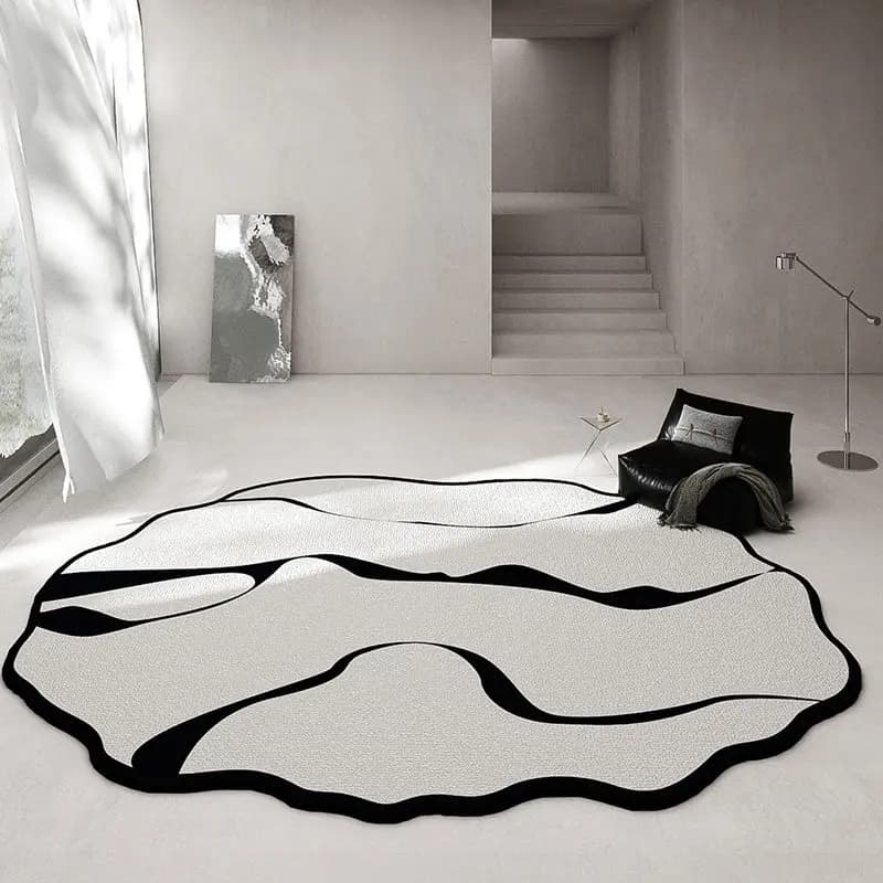 Tappeto Decorativo per Camera da Letto di Forma Irregolare, Stile Moderno, Lavabile, Morbido, Antiscivolo per Soggiorno e Guardaroba