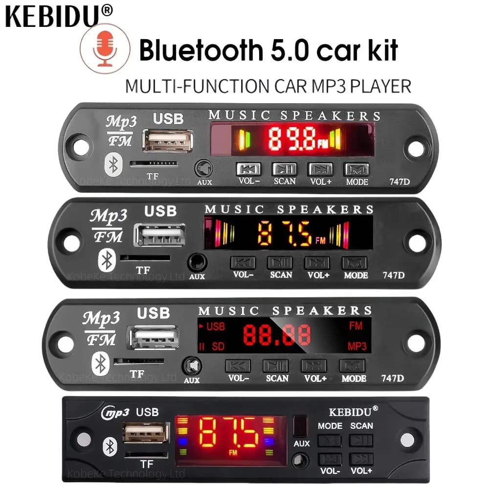 DC 9V 12V Bluetooth 5.0 MP3 WMA APE Scheda di decodifica Vivavoce Auto Audio USB TF FM Radio Cartella Commutazione Lettore musicale Mp3 Altoparlante