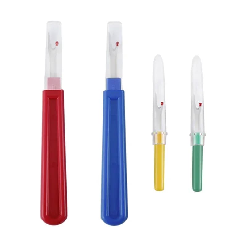 4 pezzi di cucitura per punto croce, strumenti per cucire, punti affilati, strumento per rimuovere, manico in plastica sicuro, taglierina per filo artigianale