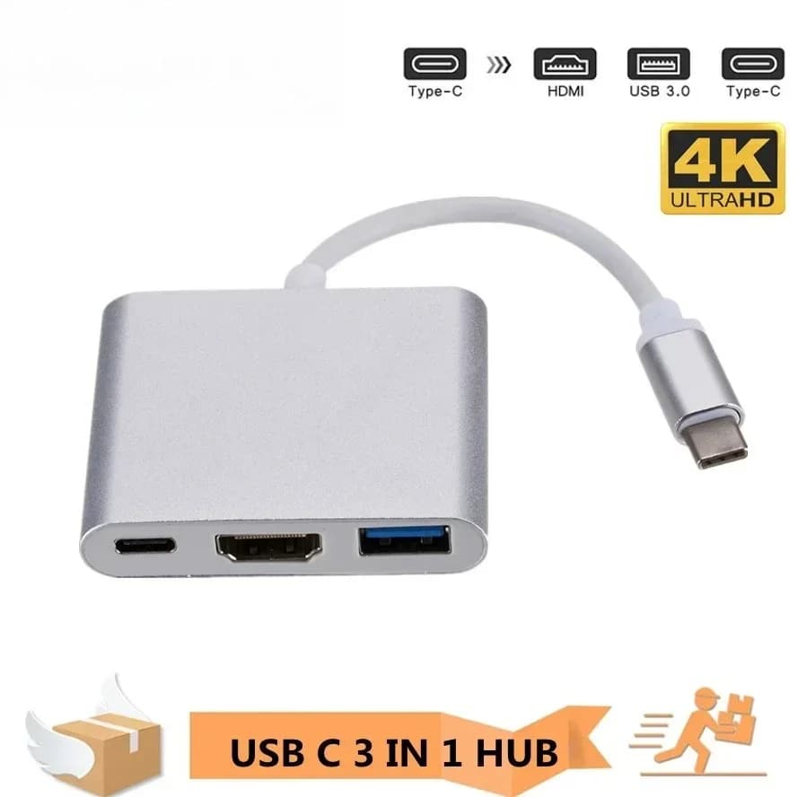 Hub USB 3 in 1 da USB-C a HDMI, splitter compatibile con HDMI, docking station USB 3.0 per MacBook Air.