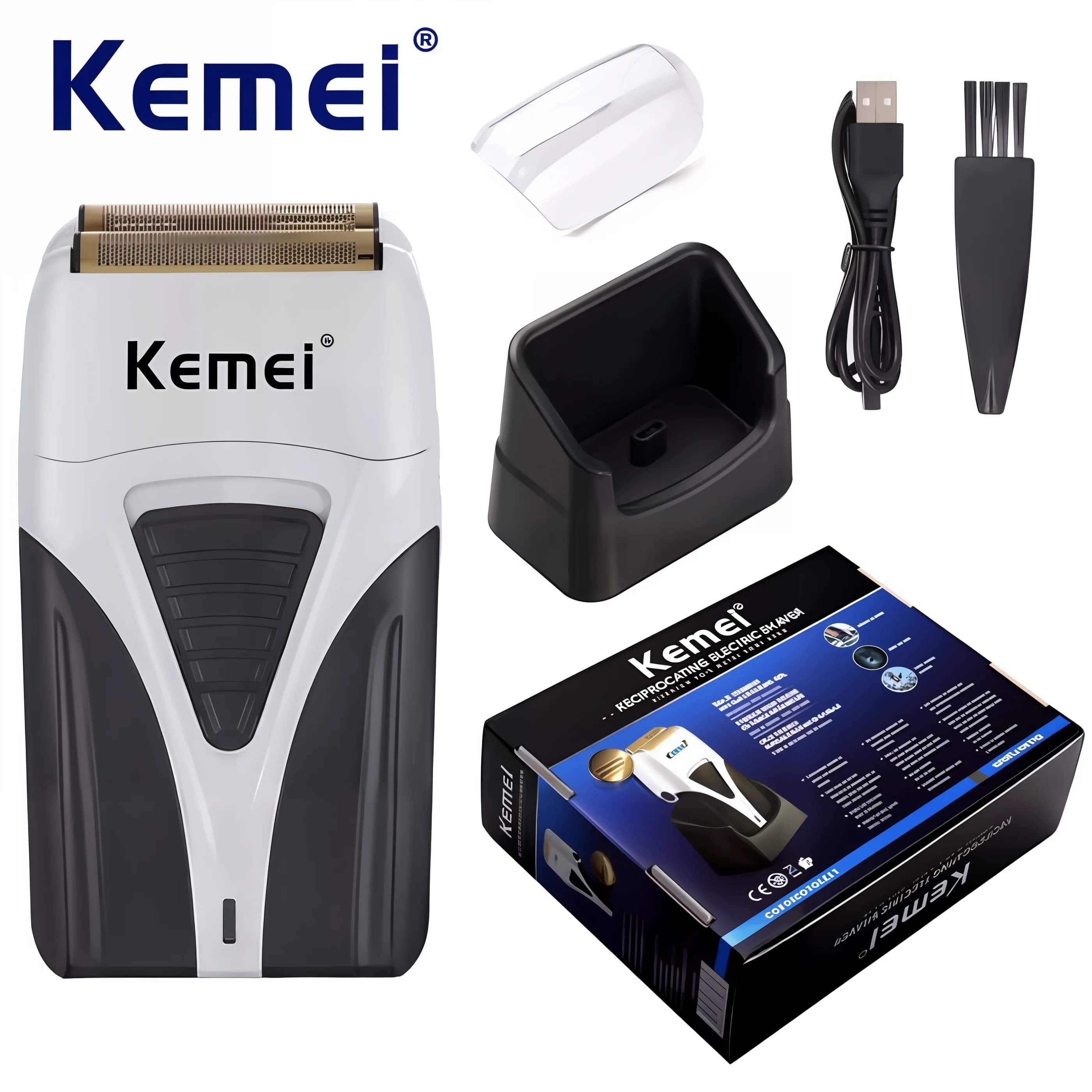 KM-3383 Compact Body Double Blade Safety Network Design U Disk Recharges Long-Term Home Shaver