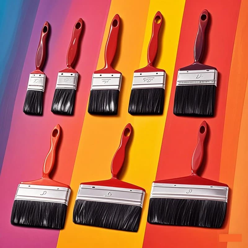 Red plastic handle Brush with black bristles Painting tool Paint Cleaning latex Barbecue Cooking Painting
