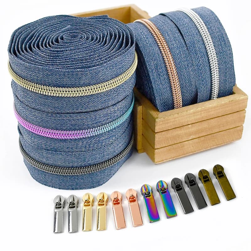 5# Nylon Zipper with Slider Puller 2/5/10M Clothing Pocket Sewing Zip Backpack Denim Zippers Bag Closure Zips Crafts Accessories