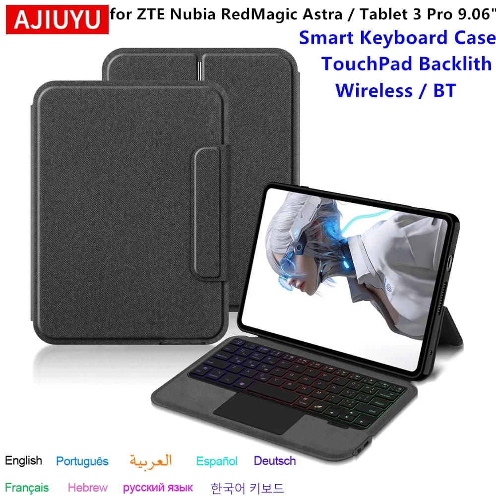 TouchPad Keyboard Case For ZTE Nubia RedMagic Astra 2 /Tablet 5 Pro 9.06 Inch Gaming Tablet Smart Backlight Keyboard Cover Folio