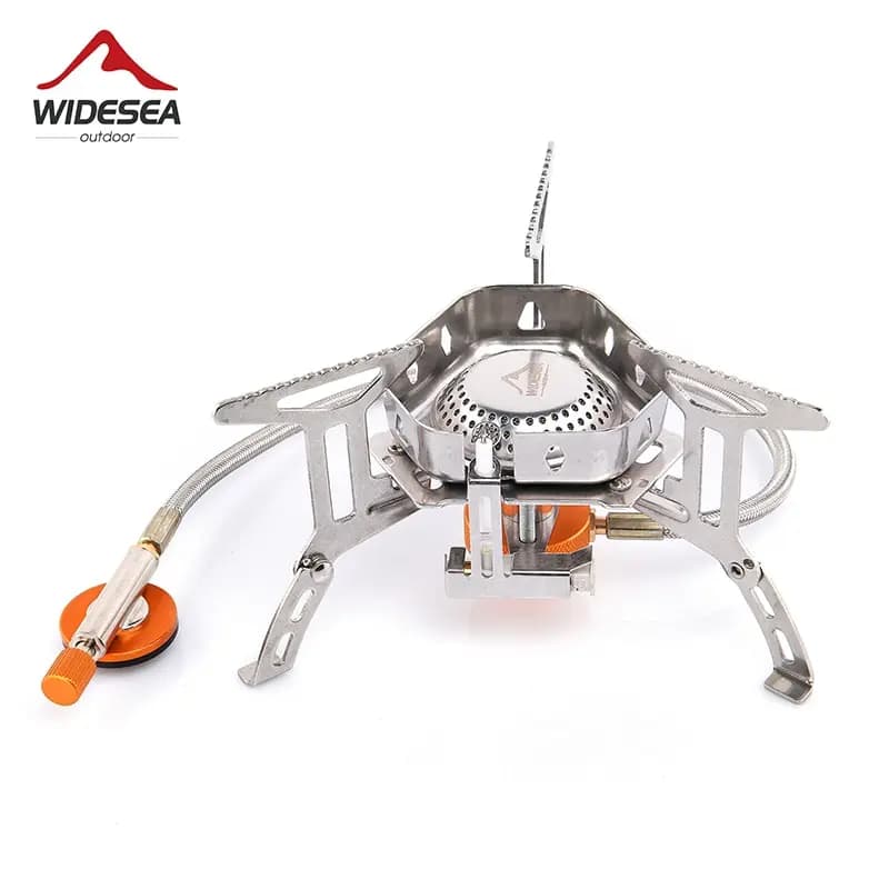 Fornello da Campeggio Widesea 3200W Antivento Pieghevole con Accensione Elettrica, Fornello a Gas Portatile per Campeggio, Escursionismo e Pesca