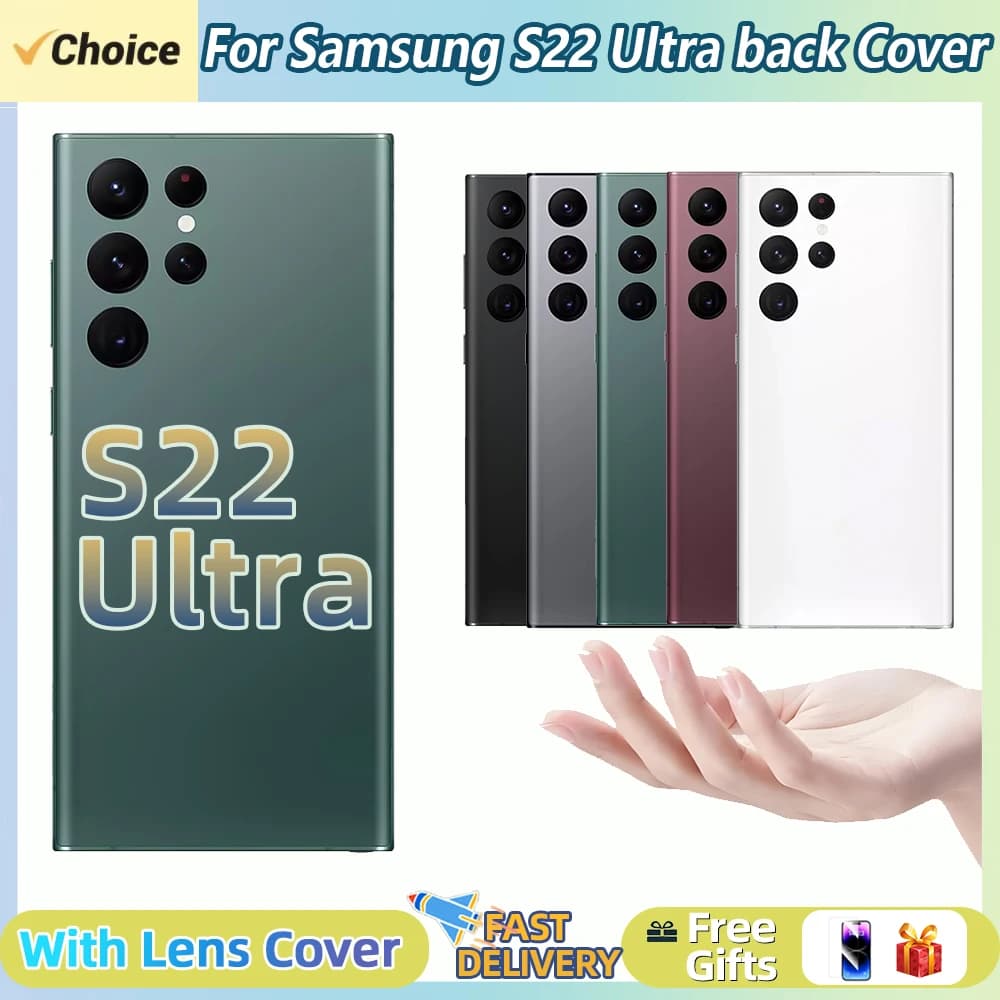 For Samsung Galaxy S22 Ultra Battery Back Cover 3D Glass Panel Rear Door Housing Case Camera Lens Replace S22U