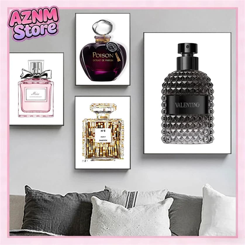 1pc frameless Minimalist Wall Art Woman Fashion Perfume Bottle Nordic Print Canvas Posters For Living Room Modern Home