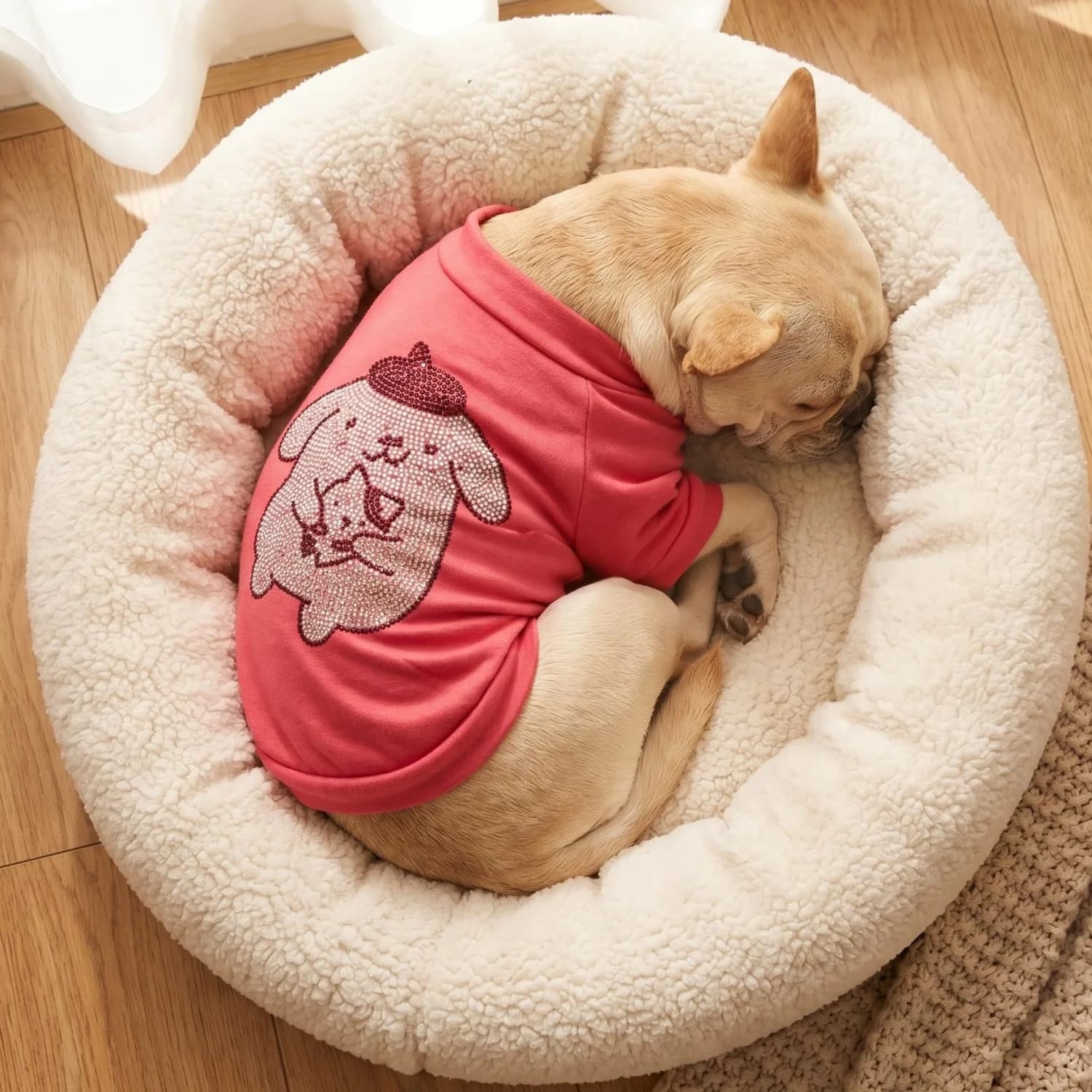 Washable Rhinestone Decor Dog Sweatshirt Soft Cotton Breathable Pet Hoodie For Small Dogs Puppy Bichon Frise Casual Home