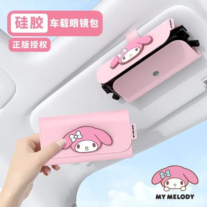 Custodia per Occhiali da Auto Sanrio, Decorazione Parasole My Melody Kawaii, Resistente alle Alte Temperature, Impermeabile, Magnetica, Regalo per Ragazze