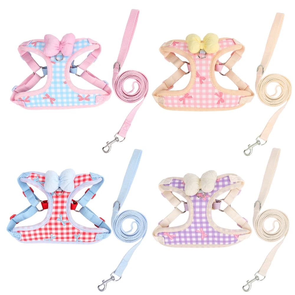 New dog leash small and medium-sized dog harness bow dog harness outdoor dog walking Bichon Teddy dog ​​leash dog accessories