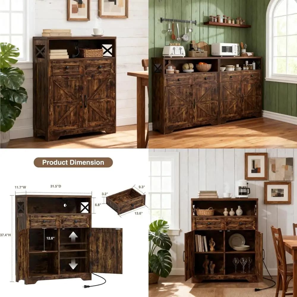 credenza rustica in legno marrone con porta stalla e ripiano aperto
