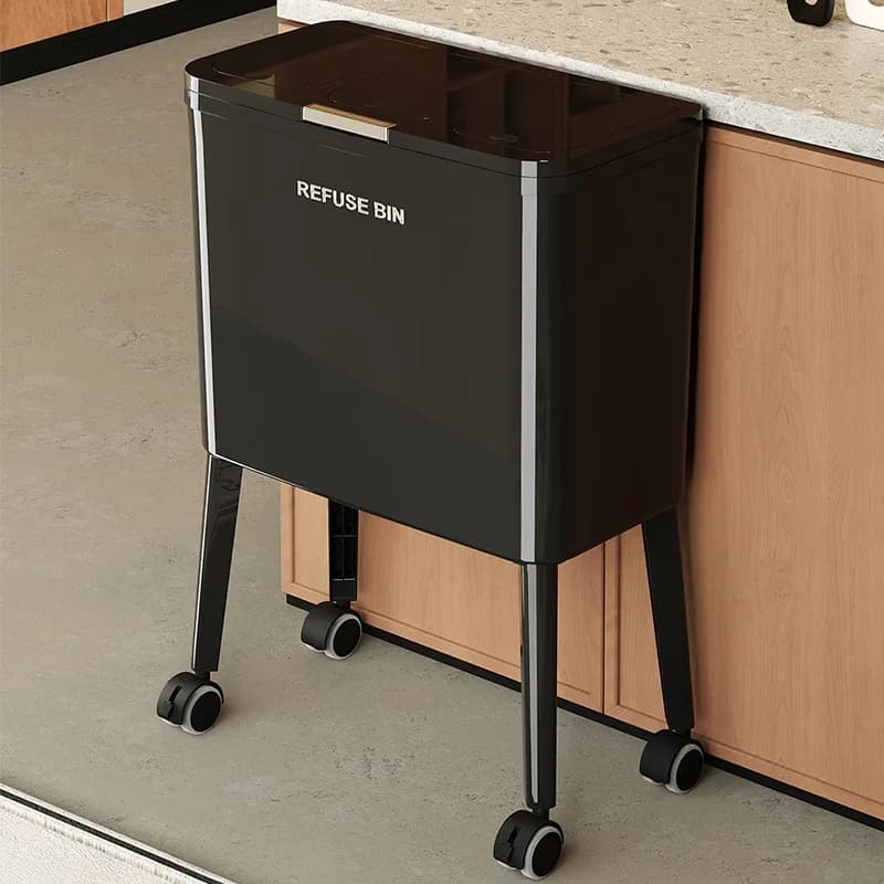 Cestino per Rifiuti da Cucina con Piedini e Coperchio, Moderno e Capiente, Minimalista, Integrato, per Pulizie Domestiche