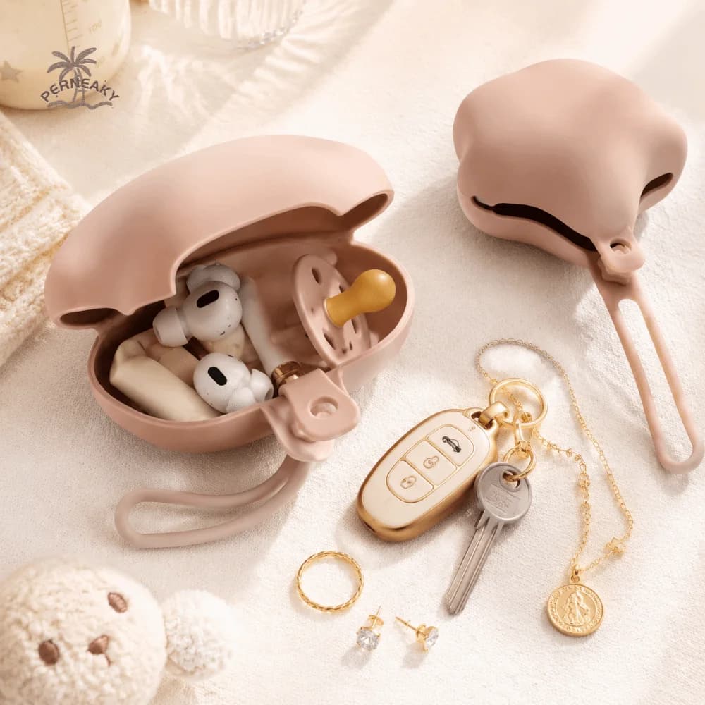 Food Grade Silicone Silicone Storage Box Star Shape Hanging Bag Stroller Storage Bag Portable Soother Container Box