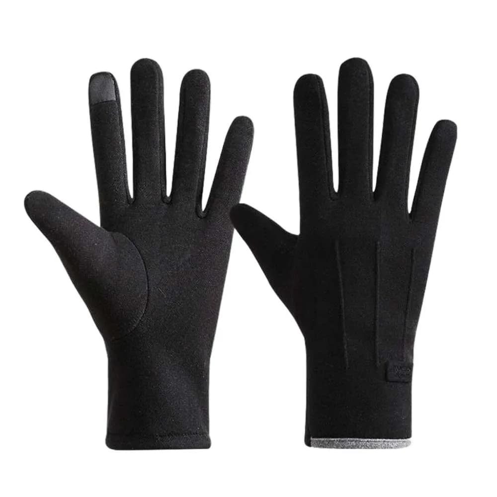 Guanti in peluche per coppia, anti-freddo, morbidi, tinta unita, in pelle scamosciata ispessita, touchscreen, antivento, in poliestere, per ciclismo