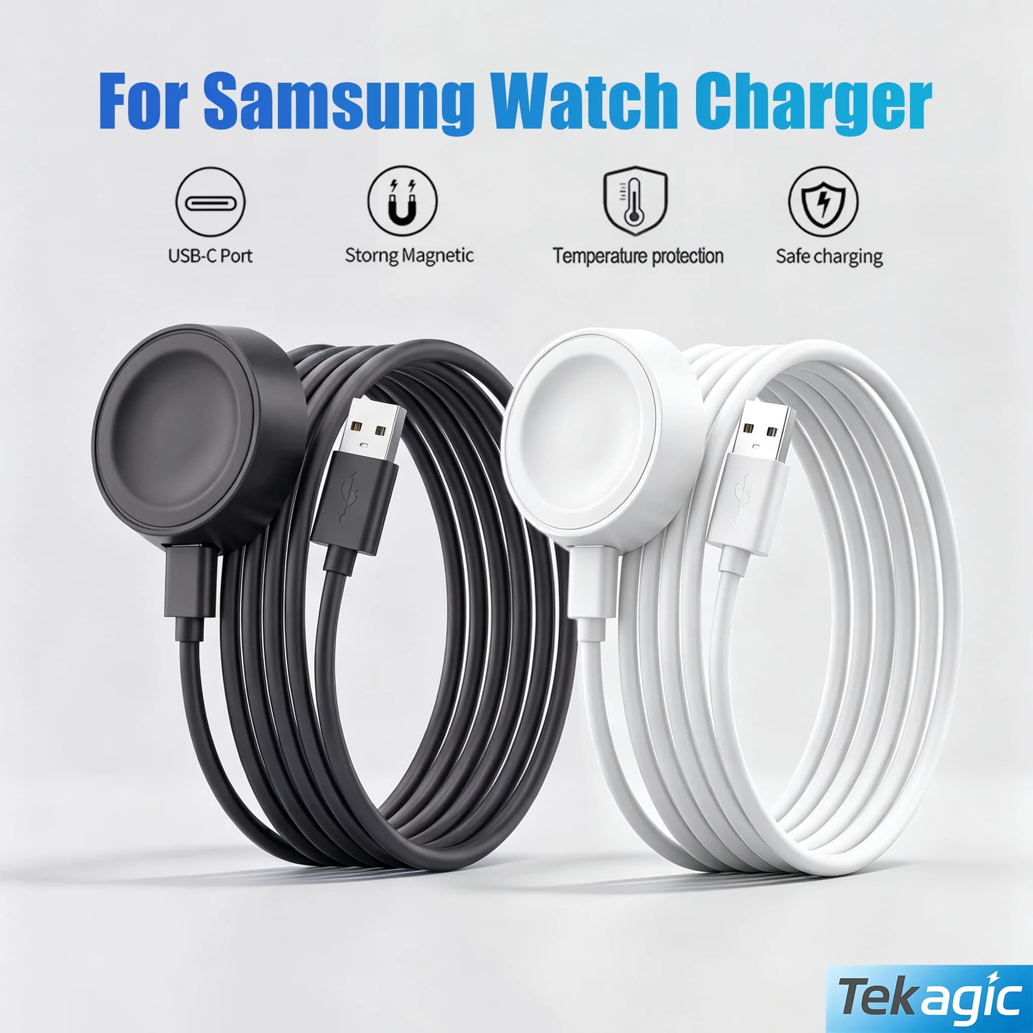 Magnetic Wireless USB A Fast Charger Type C Fast Charging Dock Station for Samsung Galaxy Watch 8 7 6 5 Pro 4 Ultra 3 Active 2 1