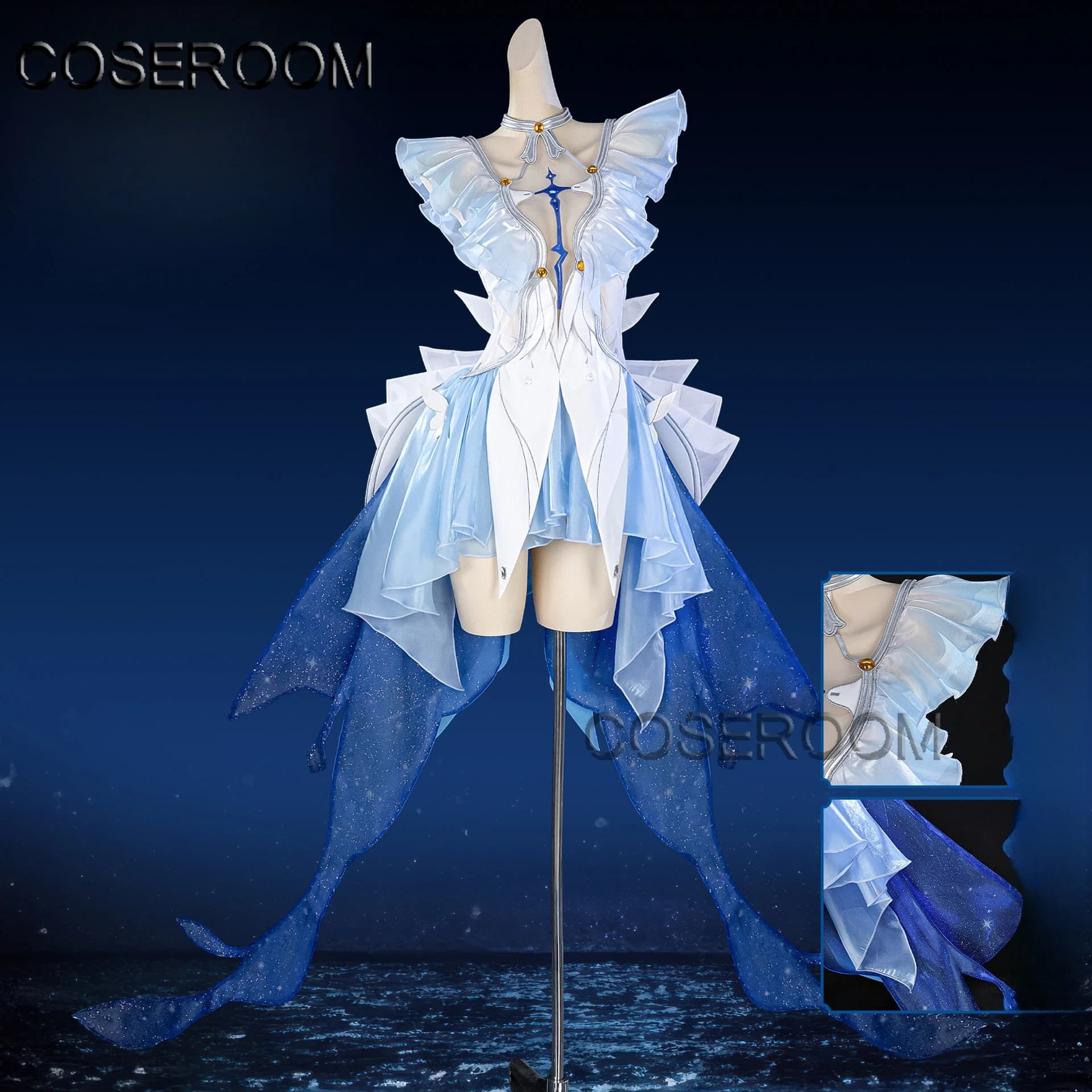 COSEROOM-SR Costume Cosplay Wuthering Waves The Shorekeeper Nero, Abito Cosplay The Shorekeeper, Parrucche