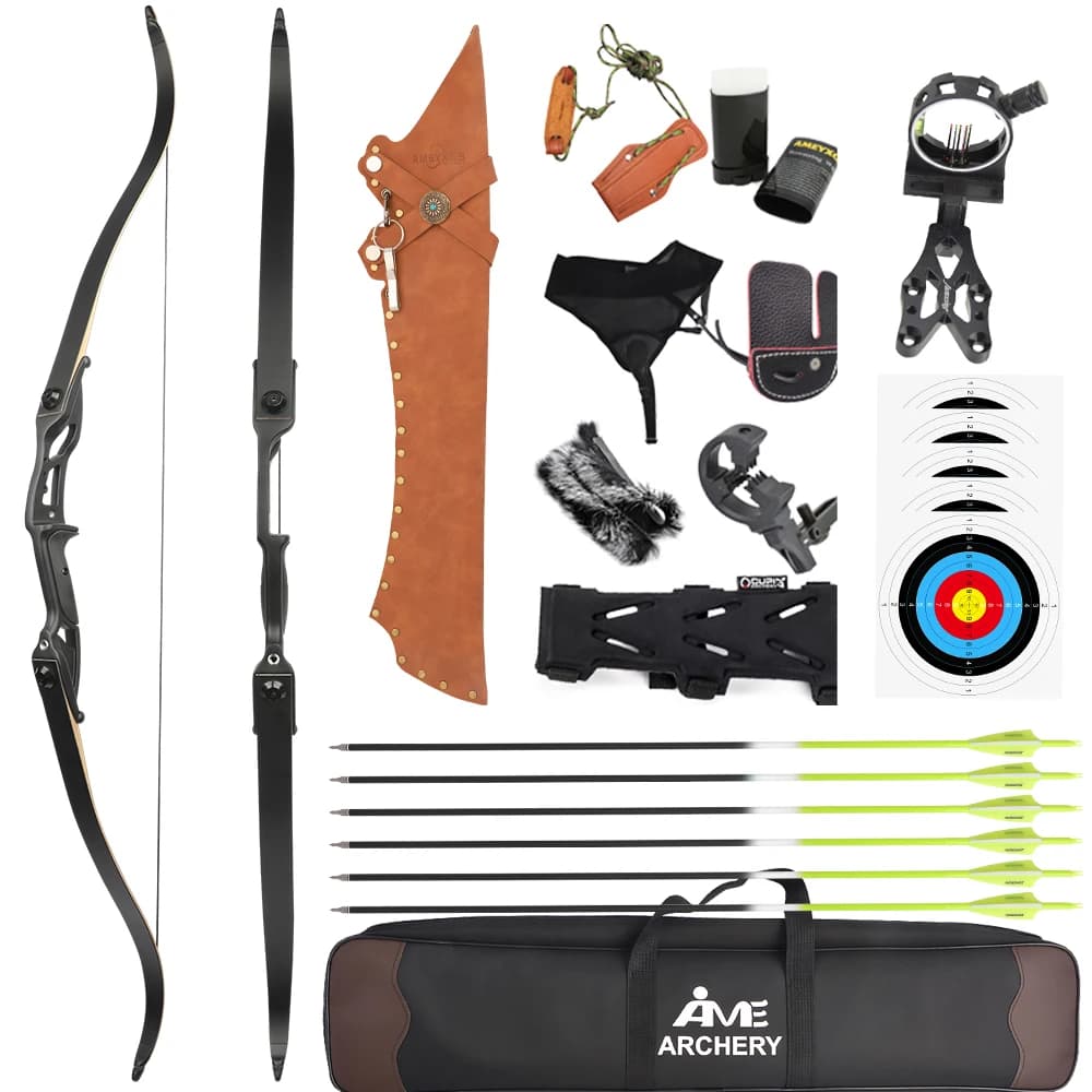 56 "arco ricurvo tiro con l'arco Takedown arco da caccia 30-50 libbre 17 pollici Riser mano destra arco freccia caccia tiro al bersaglio set di pratica