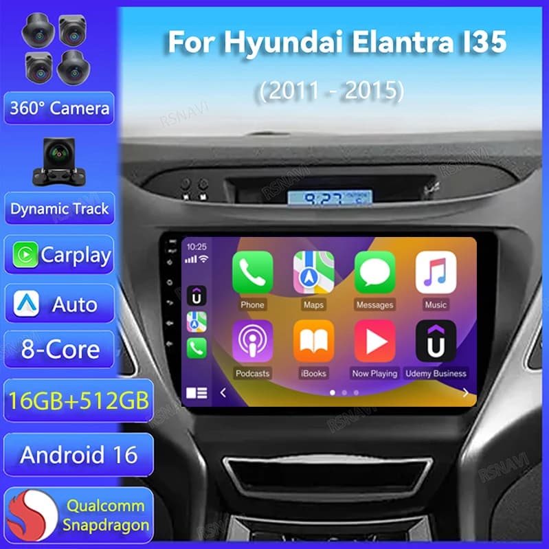 Android 16 Car Radio Carplay Auto GPS Navigation For Hyundai Elantra I35 2011 2012 - 2015 Multimedia Player Video Stereo 2DIN BT